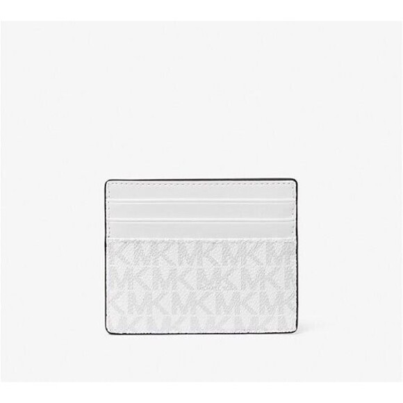 New Michael Kors Cooper Tall Card Case PVC with Leather Bright White /Palm Green - Picture 2 of 2